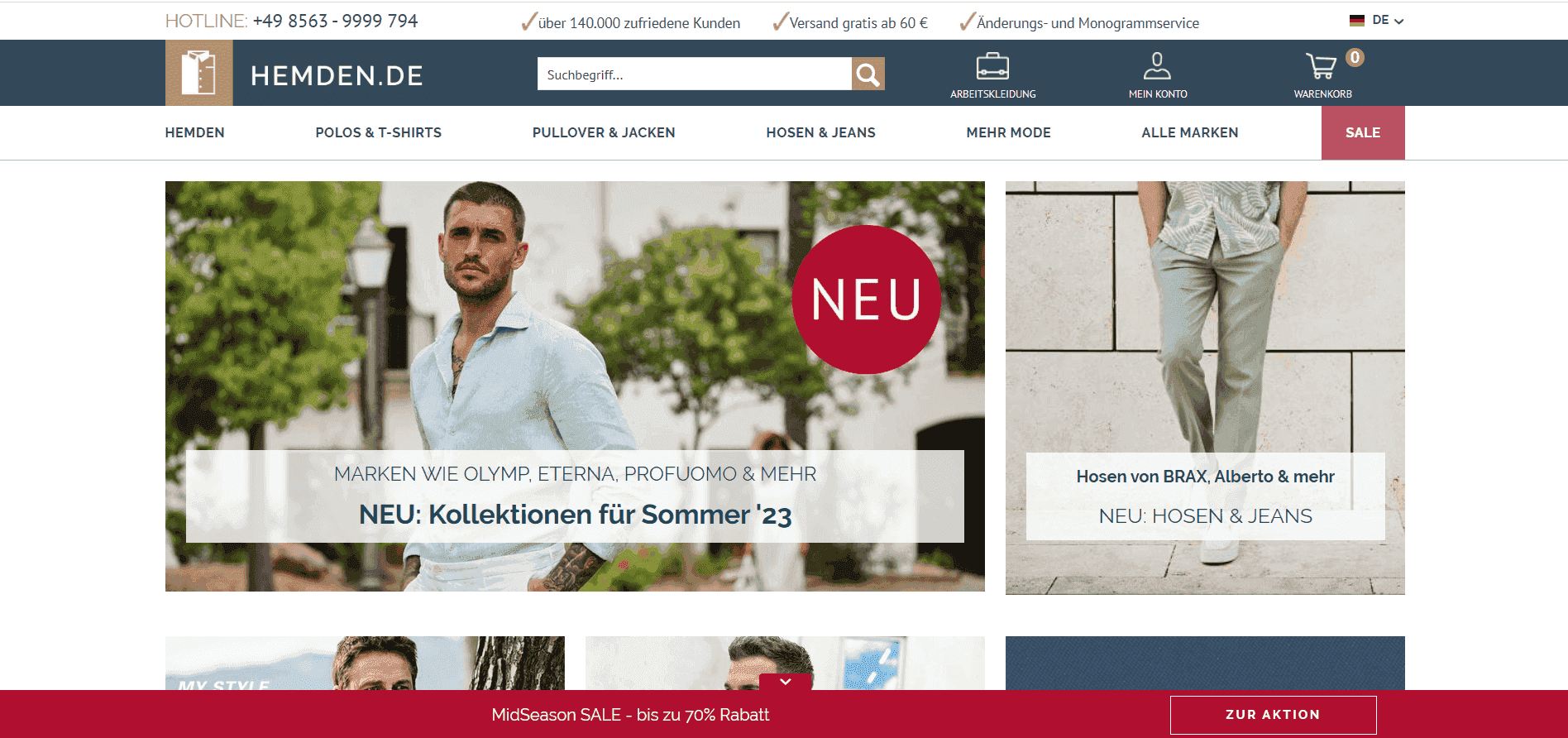 Homepage Hemden.de 