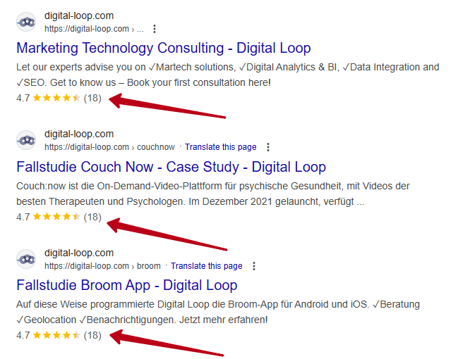 SEO Case Study: Mehr Traffic mit strukturierten Daten von Review Snippets (AggregateRating)
