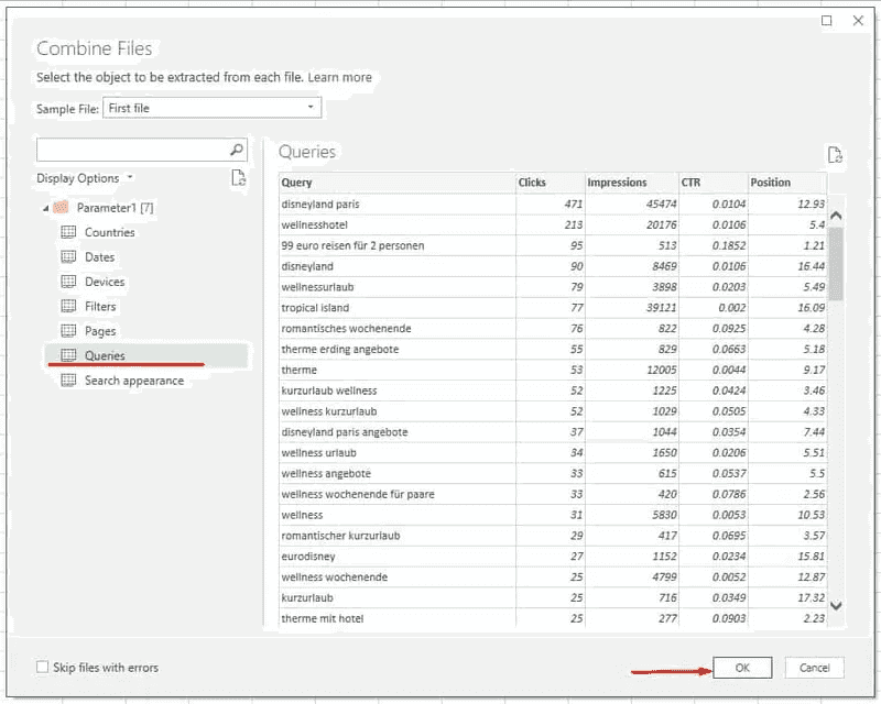 Keyword Sheet - Combine metrics