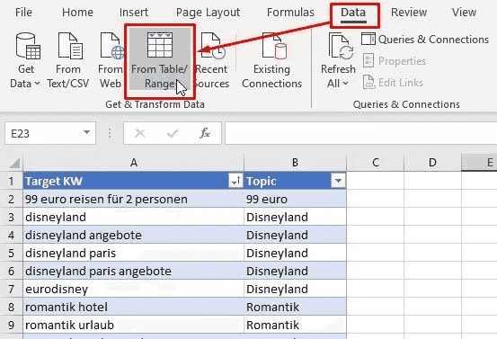 Keyword Sheet - Data filters