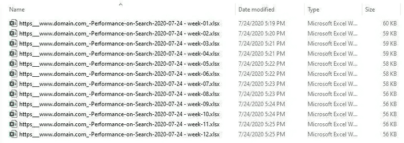 Keyword Sheet - Source files folder by week