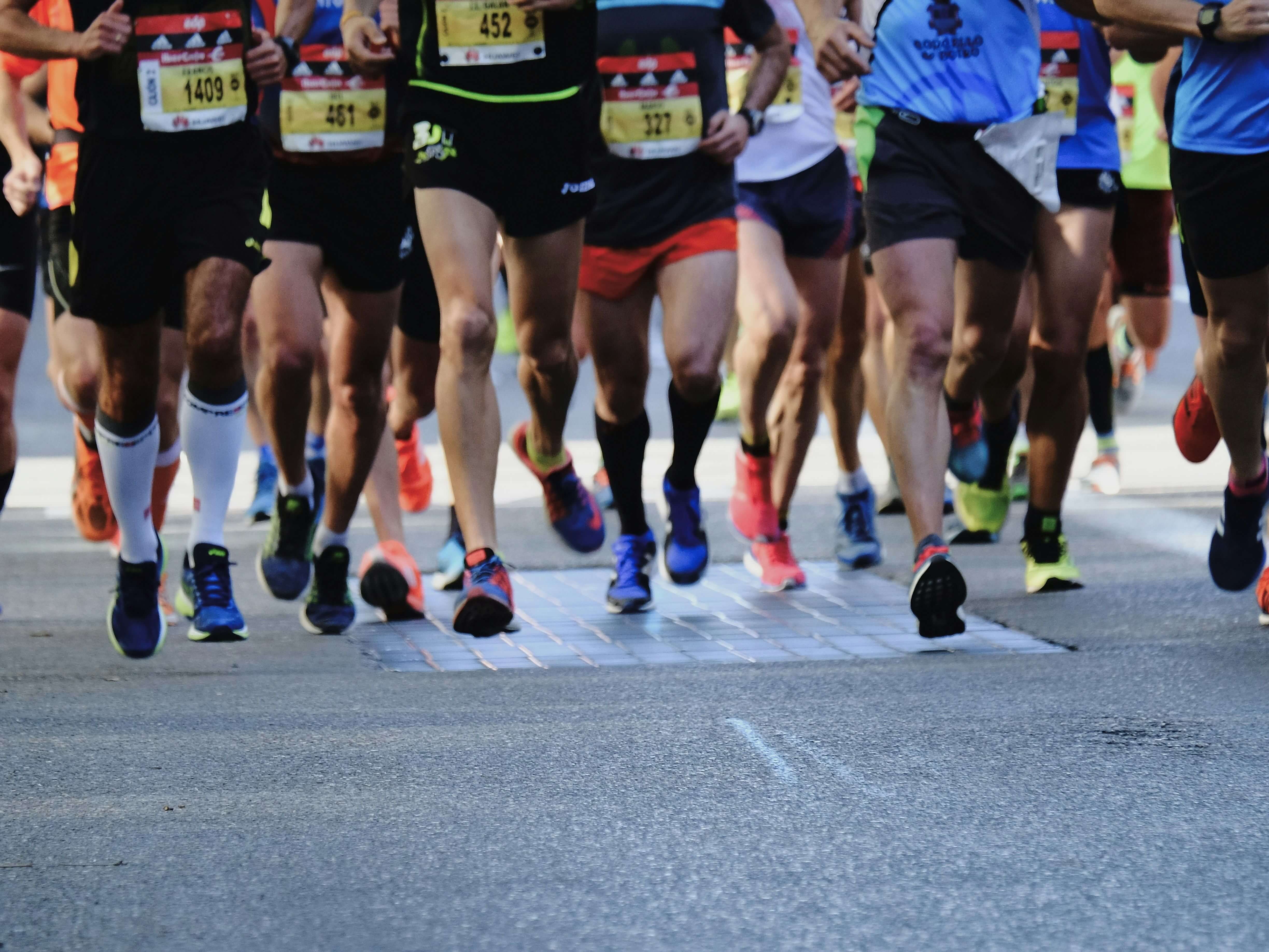 Half-body people running