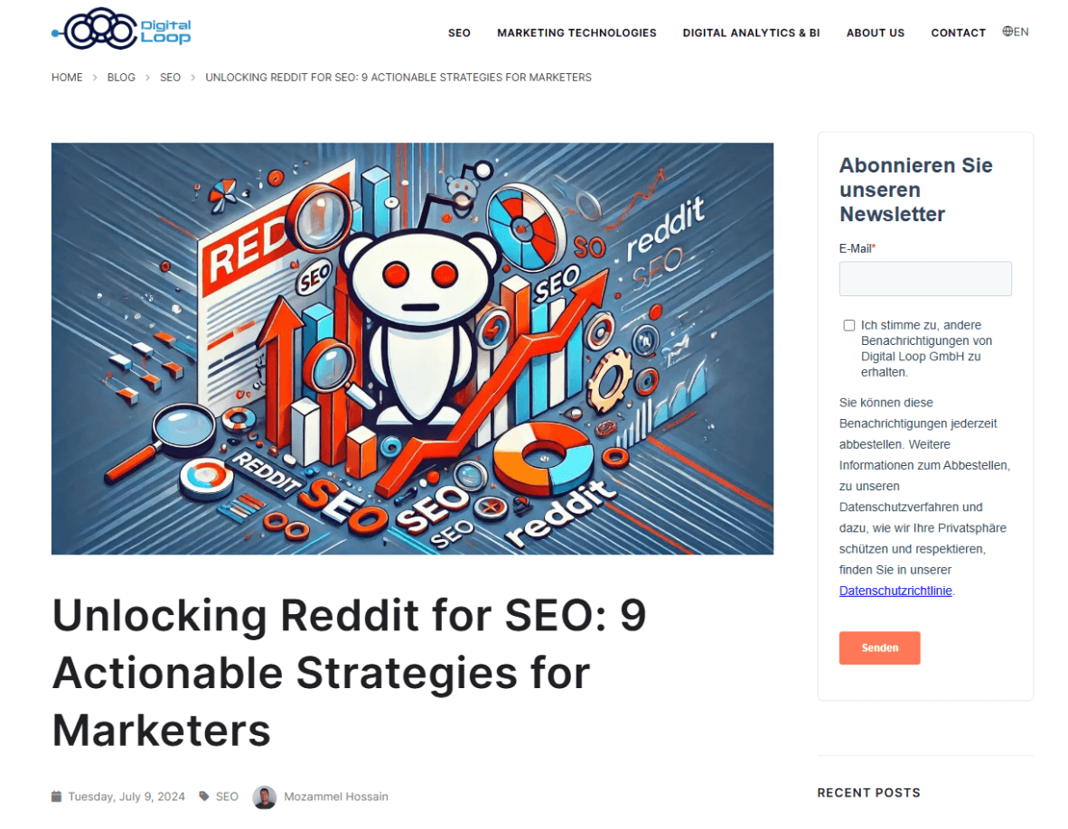 Display of a Reddit blog post