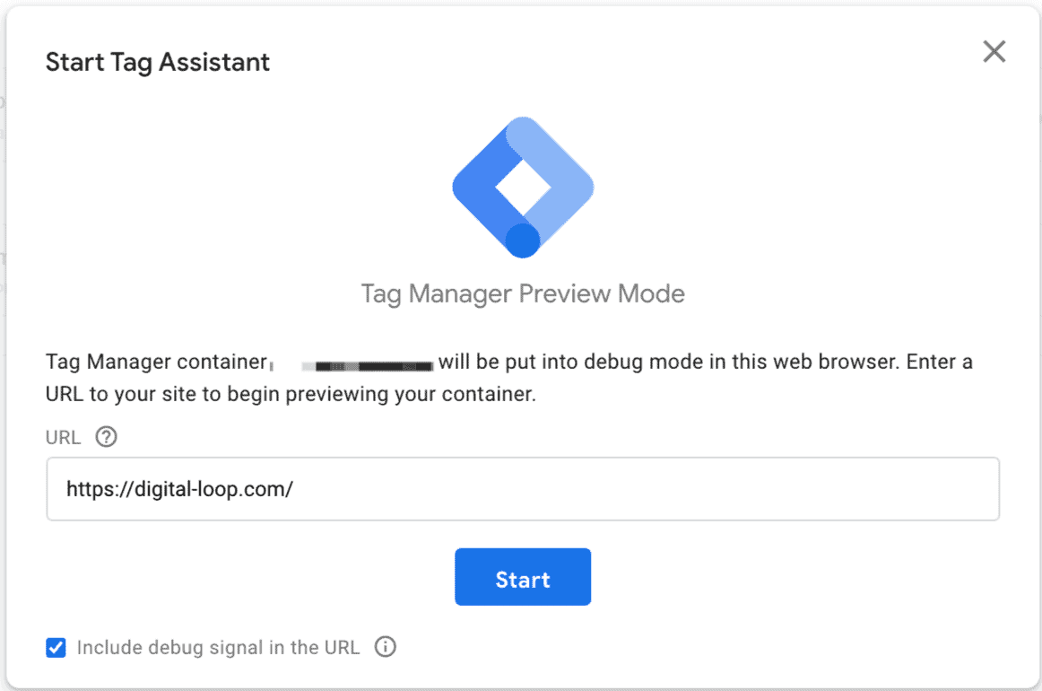 Tag Manager Preview Mode with added URL for container preview